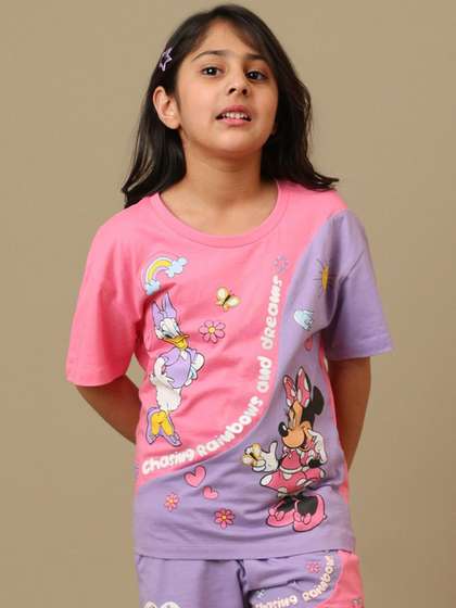 Kids Ville Girls
                      Mickey & Friends Printed Relaxed Fit T-shirt