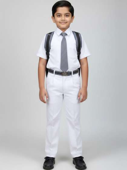 Cutiekins Boys White
                      Solid Regular Fit School Uniform Trousers Pant
