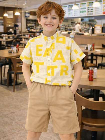 HERE&NOW Unisex
                        Kids Printed Shirt with Shorts