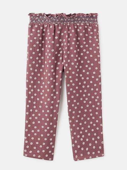 Mango Kids Girls MARGAP2
                    Floral Printed Embroidered Pure Cotton Trousers