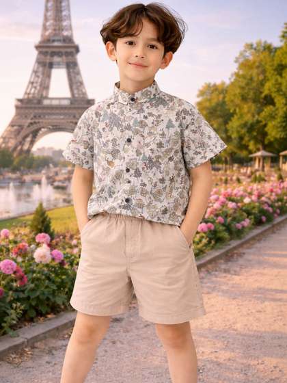 HERE&NOW
                          Unisex Kids Printed Shirt with Shorts