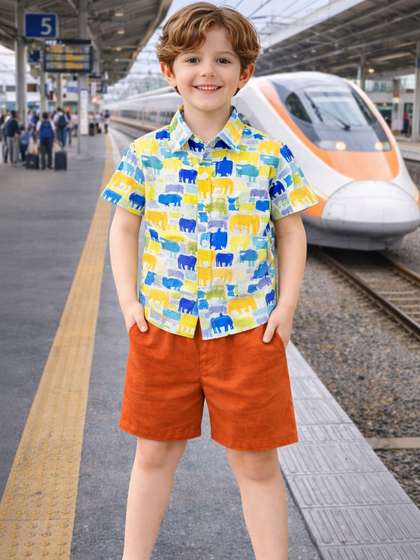 HERE&NOW Unisex Kids
                    Printed Shirt with Shorts