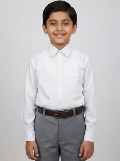 Cutiekins Boys White
                    Full Sleeves Solid Cotton School Uniform Shirt