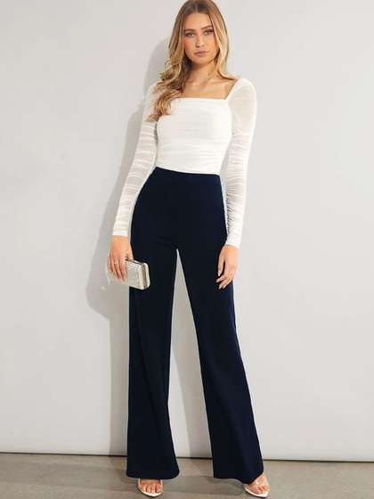 Stylecast X Slyck
                          Solid High-Rise Wide Leg Trousers
