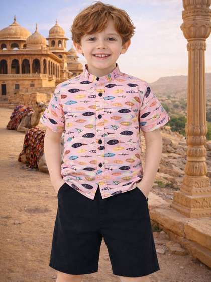 HERE&NOW
                              Unisex Kids Printed Shirt with Shorts