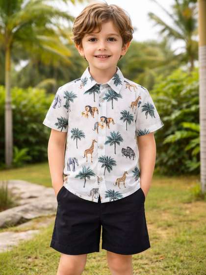 HERE&NOW Unisex Kids
                    Printed Shirt with Shorts