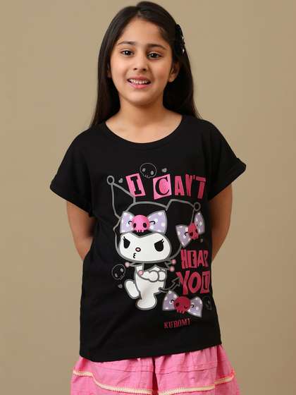 Kids Ville Girls Hello
                      Kitty Printed Cotton Round Neck Relaxed Fit
                      T-Shirt