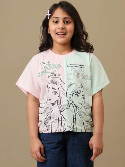 Kids Ville Girls Frozen
                    Printed Boxy Fit T-shirt
