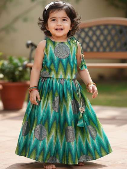 Sangria Girls Printed
                      Cotton Flared Lehenga Choli