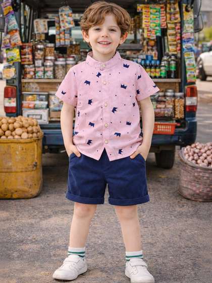 HERE&NOW Boys
                      Printed Shirt with Shorts