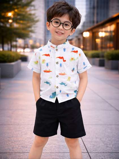 HERE&NOW Unisex Kids
                    Printed Shirt with Shorts