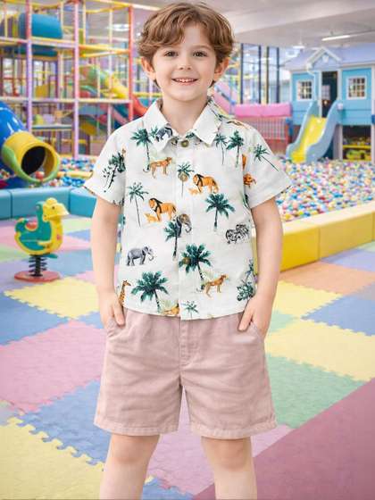 HERE&NOW Unisex
                      Kids Printed Shirt with Shorts