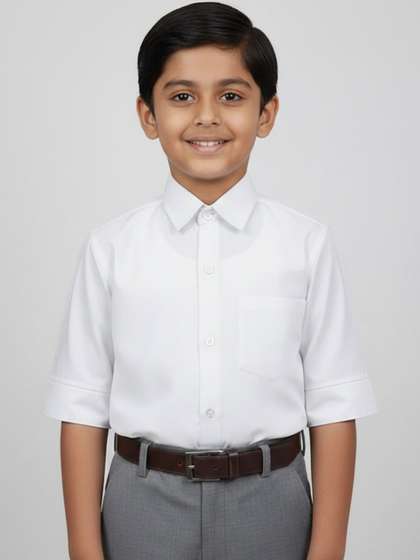 Cutiekins Boys White
                      Half Sleeves Solid Cotton School Uniform Shirt