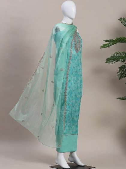 Biba Embroidered
                        Organza Unstitched Dress Material