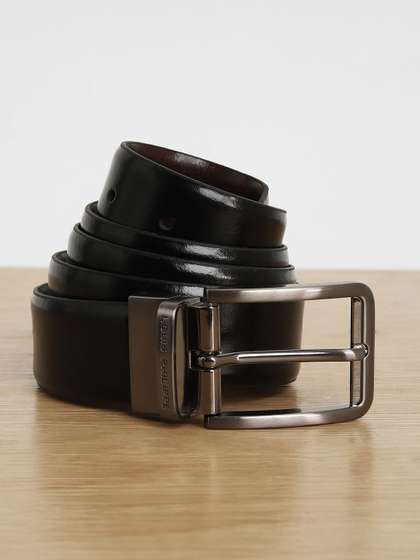Louis Philippe Men
                    Italian Leather Brush Gun Metal Buckle Formal
                    Reversible Belt
