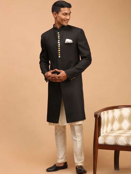 VASTRAMAY Mandarin
                        Collar Sherwani