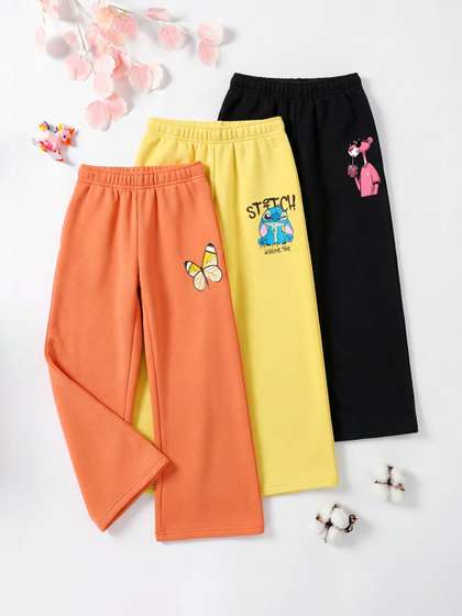 HELLCAT Girls Pack of
                      3 Regular Fit Cartoon Print Track Pants