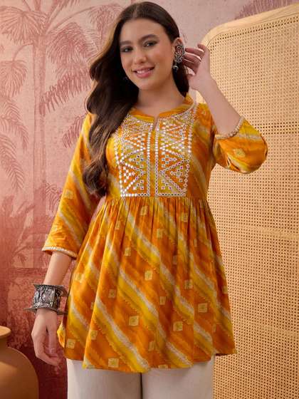 Sangria Leheriya
                          Printed & Embroidered Waistline Kurti