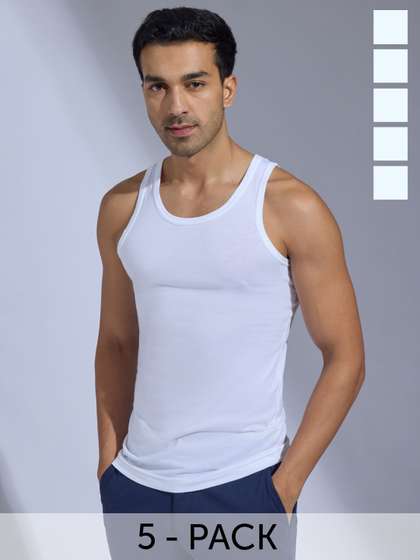 XYXX Pack of 5 XYXX
                        Combed Cotton Round Neck Vest