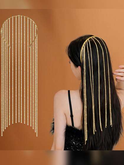 MAJESTIQUE Golden
                    Crystal Chain Hair Headband