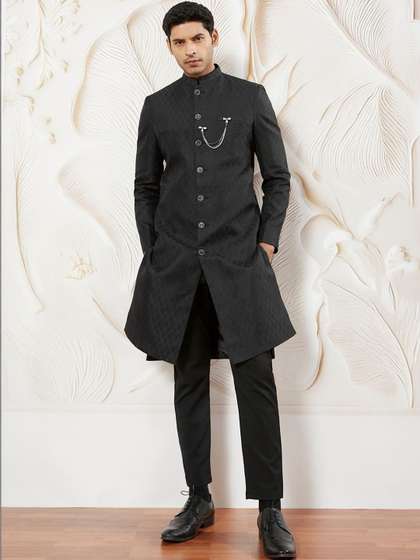 VASTRAMAY
                        Embroidered Mandarin Collar Sherwani Set