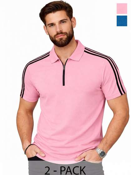 Organic Chics Men Colourblocked Dri-FIT Polo Collar Slim Fit T-shirt