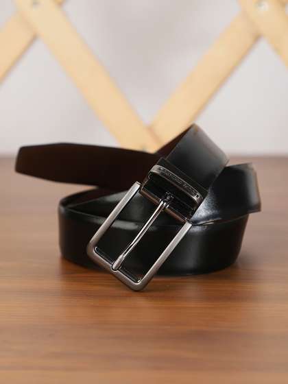 Louis Philippe Men
                    Italian Leather Brush Gun Metal Buckle Formal
                    Reversible Belt