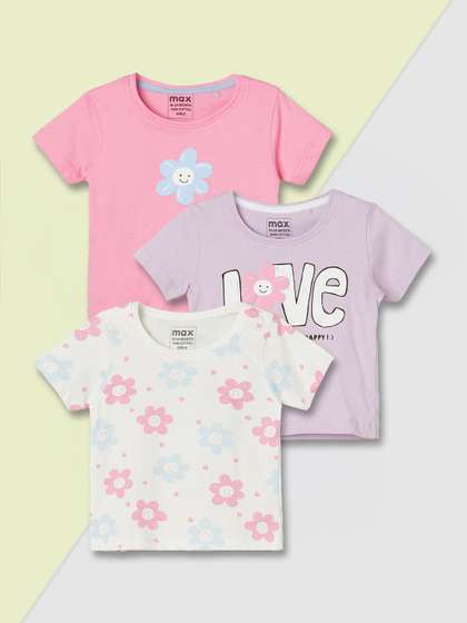 max Girls Pack of 3
                    Printed Cotton Tshirts