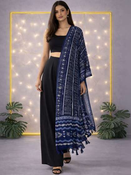 HERE&NOW
                          Ethnic Motifs Printed Block Print Dupatta