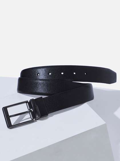 Louis Philippe Men
                    Italian Leather Matt Gun Metal Buckle Formal
                    Reversible Belt