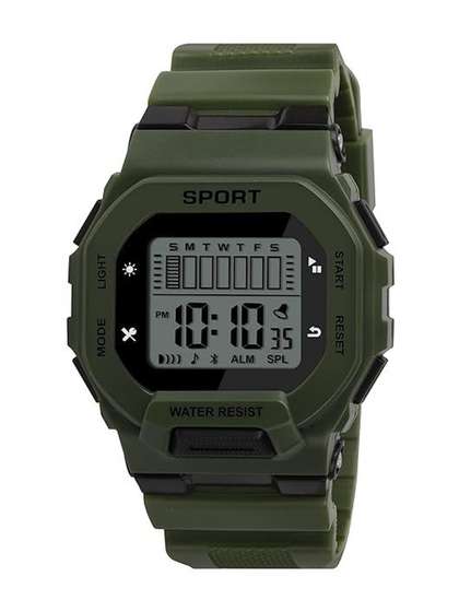 Brostin Unisex Dial
                    & Straps Digital Stopwatch Watches Green Square
                    Sport Watch