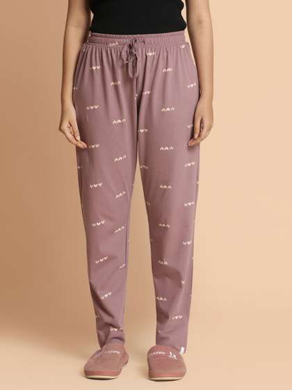 TWIN BIRDS Printed
                          Cotton Lounge Pants