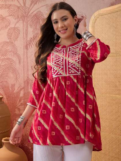 Sangria Leheriya
                        Printed & Embroidered Waistline Kurti