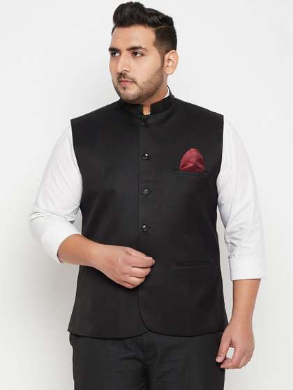 VASTRAMAY Mandarian
                        Collar Neck Woven Nehru Jackets