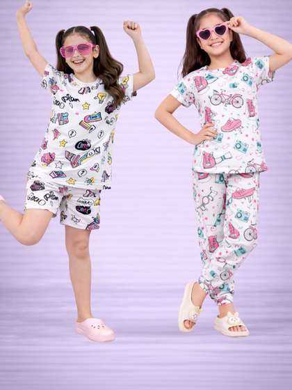 BAESD Girls Printed
                    Short Sleeves Nightdress