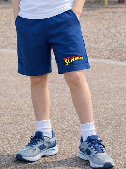 YK X Minute Mirth Boys
                    Typography Printed Superman Shorts