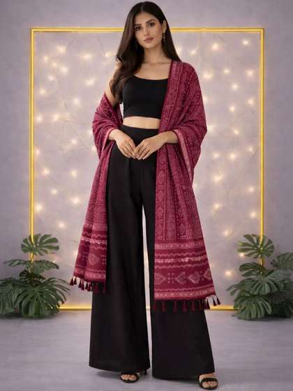 HERE&NOW Ethnic
                        Motifs Printed Block Print Dupatta