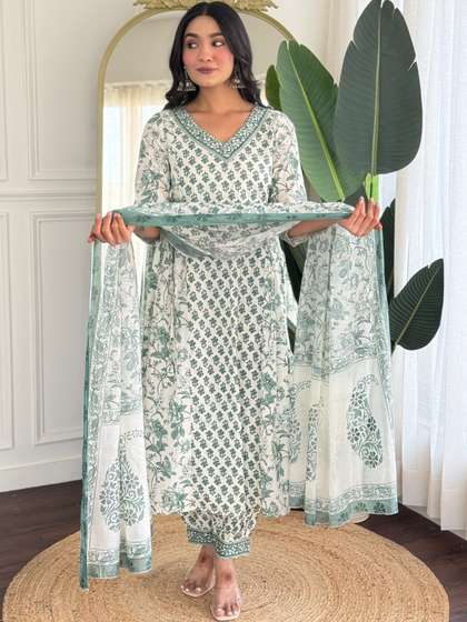 Anouk Women Ethnic
                        Motifs Printed Regular Pure Cotton Kurta with
                        Pyjamas & With Dupatta