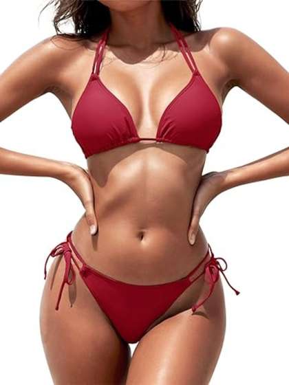 JIYA.ENTERPRISE
                        Halter Neck Stretchable Swim Bikini Set