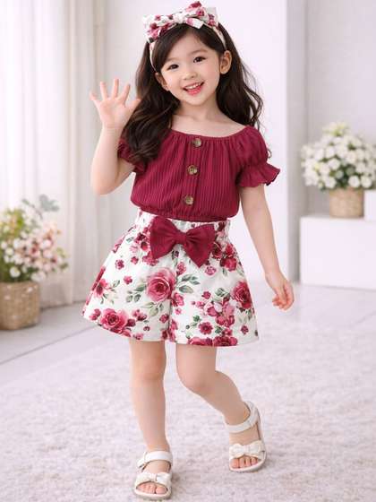 Porpy Girls Top with
                    Shorts