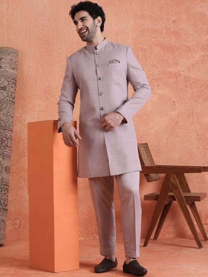 KISAH Mandarin
                        Collar Knee Length Sherwani