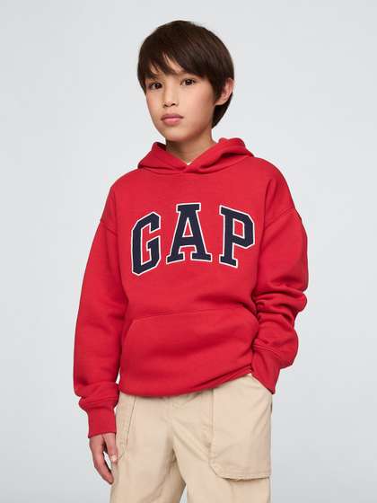 GAP Boys Relaxed Fit
                      Brand Logo Applique Hooded Sweatshirt