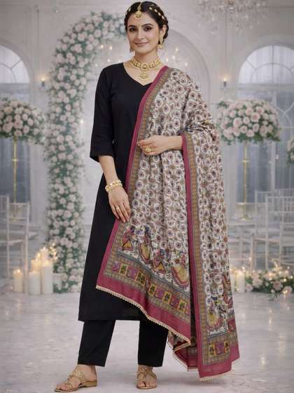 HERE&NOW
                          Ethnic Motifs Printed Kalamkari Dupatta