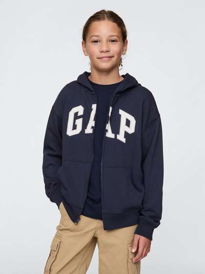 GAP Boys Relaxed Fit
                    Brand Logo Applique Hooded Sweatshirt