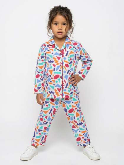 CLAP Unisex Kids Printed
                    Cotton Night Suit