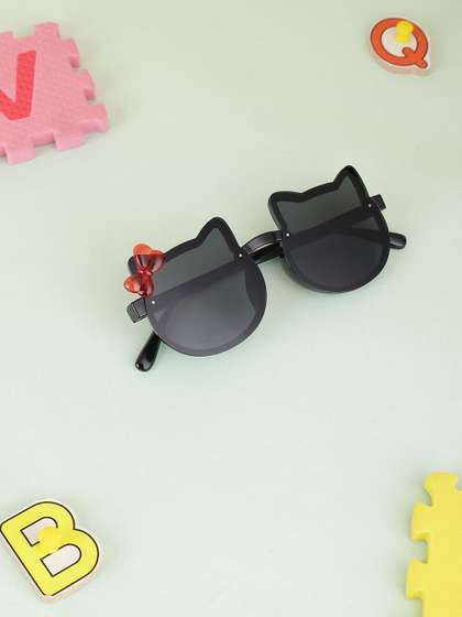 PASSION PETALS Unisex
                    Kids Black Lens & Black Cateye Sunglasses with