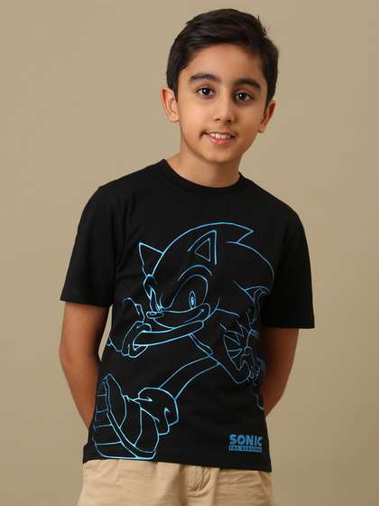 Kids Ville Boys Sonic
                    Modern Printed Pure Cotton Round Neck Tshirt