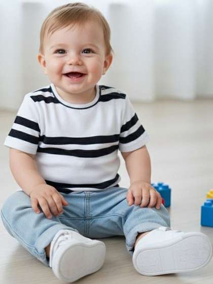 Moda Rapido Infants
                      Striped Round Neck Pure Cotton Tshirt