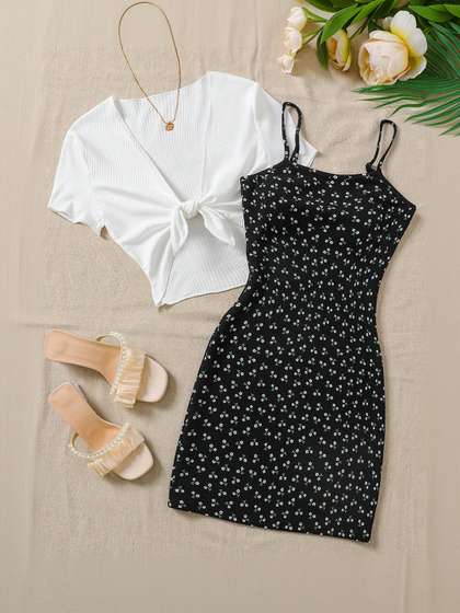Sangria Girls Printed
                    Shoulder Strap Fit & Flare Dresses