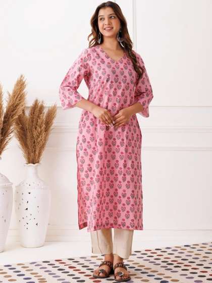Mayurie Floral
                        Printed V-Neck Pure Cotton Kurti
